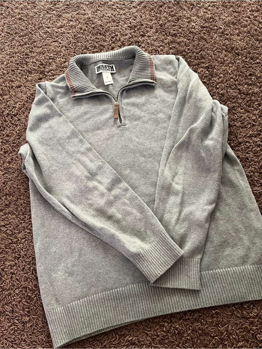 Mens Duluth Trading Co Gray Quarter Zip Sweatshirt Size Medium